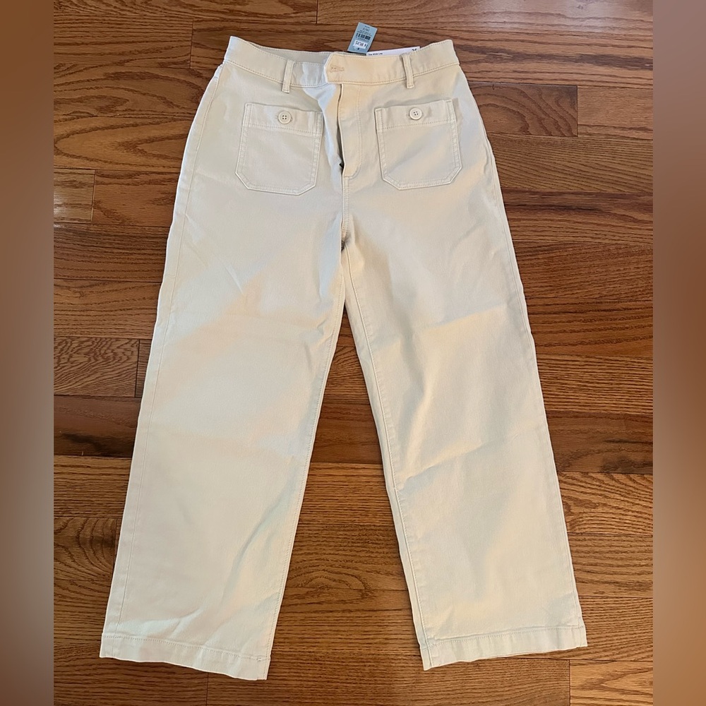 LOFT Petite Cream Chinos Wide-Leg Pants